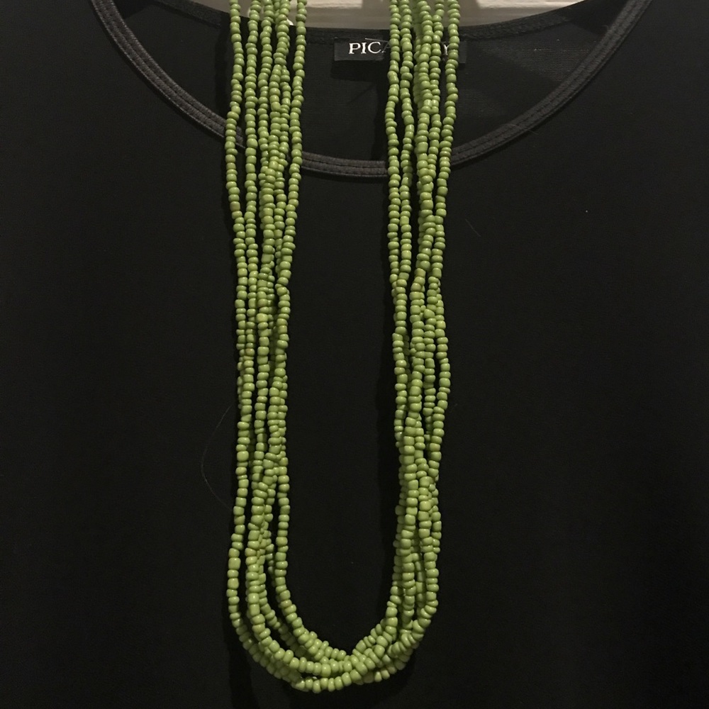 30 inch Bright Green Beaded Necklace